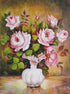White Vase & Pink Roses